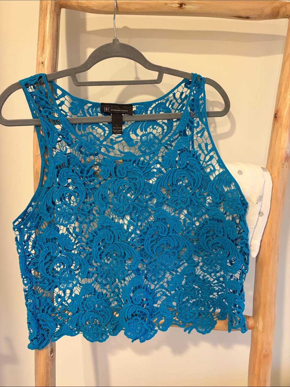 Y2K INC International Concepts Teal Blue Crochet Camisole